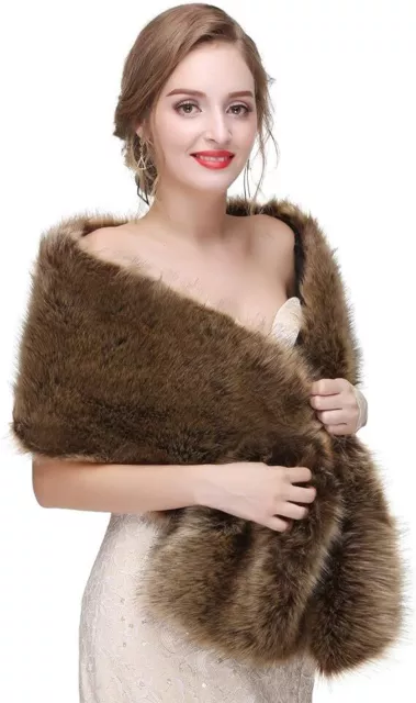 Ladies Winter Faux Fur Scarf Neck Warmer Wrap Extra Large New Collar Shawl Stole 3