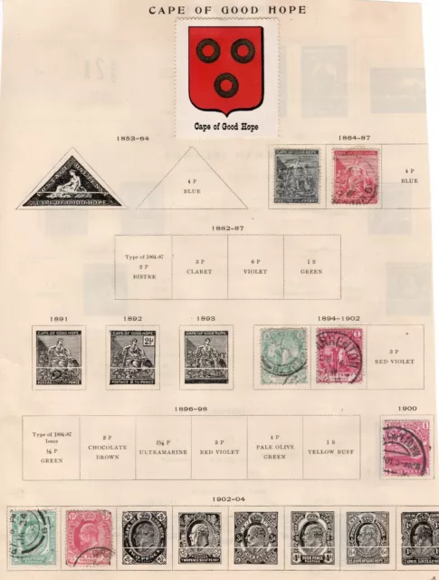 Lot A149- small collection- Cape of Good Hope- on vintage album page remnant