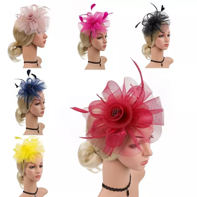 Tea Party Hair Band Feathers Ribbon Derby Hat Vintage Kentucky Headband  Women