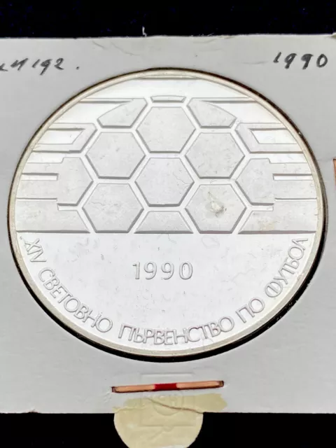 Bulgaria 25 Leva 1990 Football World Cup Km#192 Rare Silver World Coin Proof