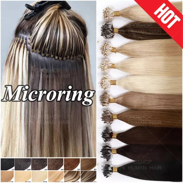 DICK Microring 100% Remy Echthaar Extensions Beads Nano Rings 200 Strähnen Ombre