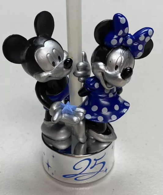 Disneyland Paris 25th Anniversary Mickey and Minnie Mouse Straw Holder W/Straw