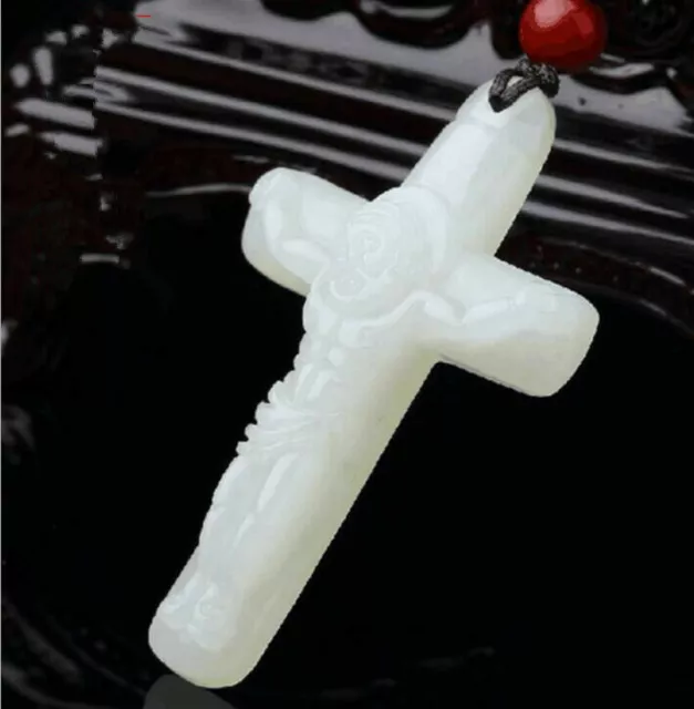 Pendant Amulet Necklace Natural jade Pendant cross jade white Afghanistan New