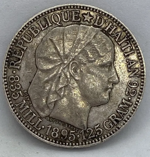 1895 Haiti 50 Centimes Silver Foreign Coin