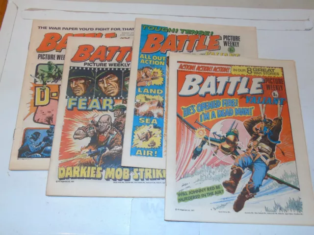 BATTLE PICTURE WEEKLY & VALIANT JOB LOT - 4 Comics - 05/03/1977 - 26/03/1977