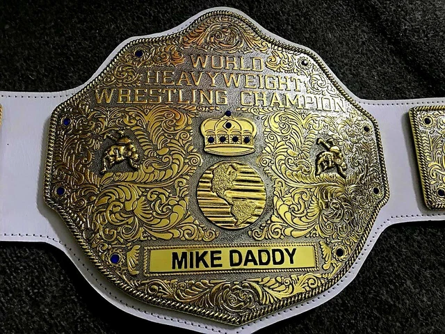 BIG GOLD World Heavyweight Championship WHITE STRAP deul Belt Adult 4MM ZINC WCW