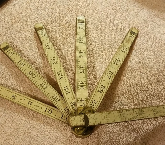 VINTAGE LUFKIN WOODEN 72" 6ft Folding Measuring Stick Ruler Tape