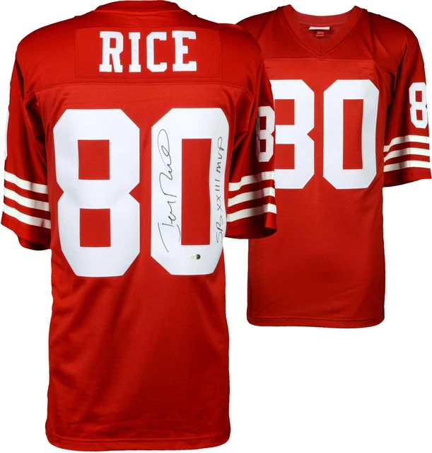Jerry Rice San Francisco 49ers Signed M&N Red Replica Jersey & SB XXIII MVP Insc