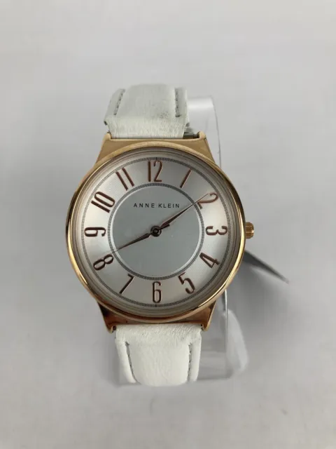 Anne Klein AK/1928 36mm Gold Tone  Quartz Watch w/Leather Band & Battery