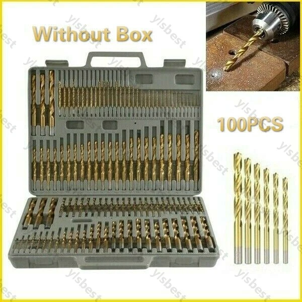 Set di punte da trapano rivestite in titanio da 100 pezzi da 1,5 mm - 3 mm