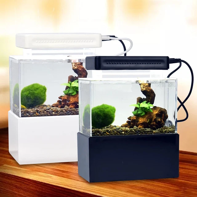 Mini Fish Tank Portable Desktop Aquarium Betta Water Filtration Led Light Office 3