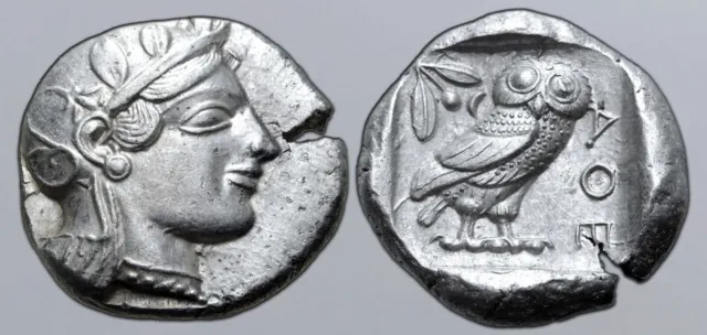 ATTICA Athens Ca. 460-454 BC. Athena Owl AR tetradrachm Good EF/AU