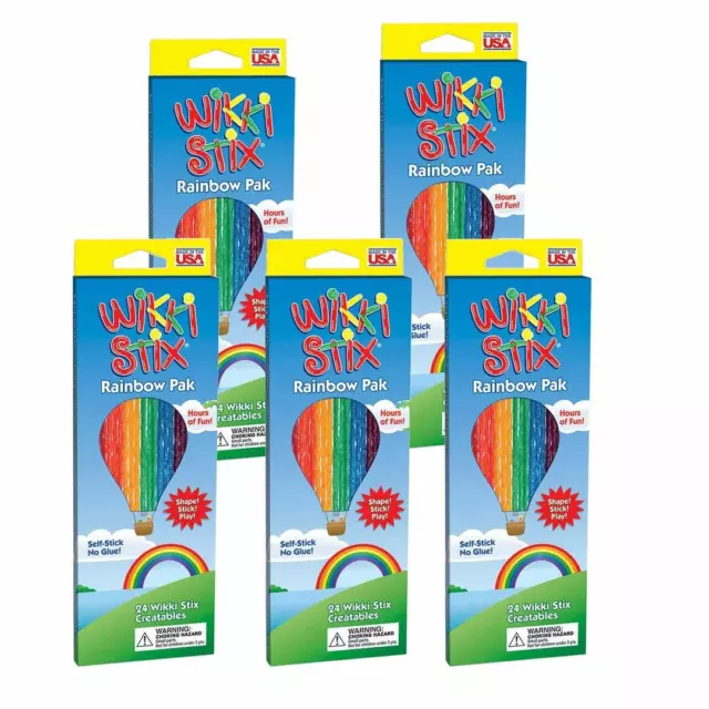 5X Wikki Stix Arcoiris Paquete - Manualidades Moldeables Ceroso Palos para Niños