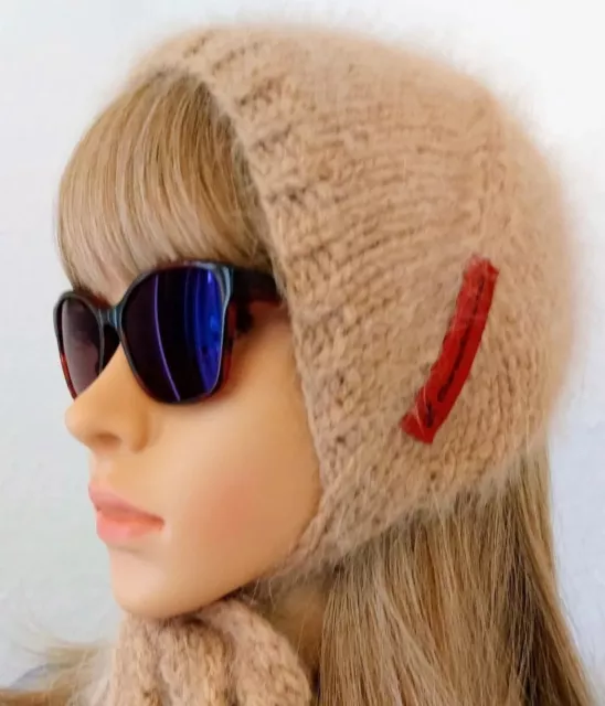 Aviator Cap, Knitted women's bonnet, Knitted hood with ties, Handknitted hat