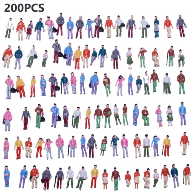 200pcs Model Trains 1:200 Painted Figures OO HO Scale Gauge People Multicolor  .