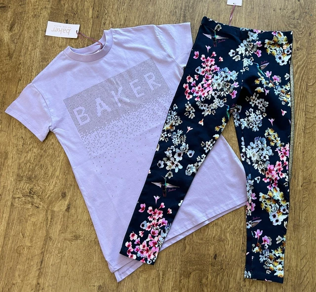 Abito da legging top Ted Baker 9-10 anni designer colibrì nuovo con etichette set floreale fiocco