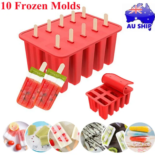 10Cells Block Moulds Ice Cream Mold Icy Pole Jelly Pop Popsicle Maker Mould Tray