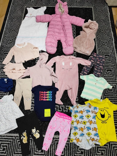 #050 Enorme pacchetto di vestiti per bambina 6-9 mesi NEXT GEORGE LILY & DEAN MINNIE