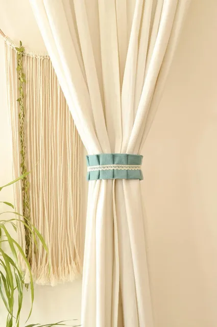 Beautiful Cotton Curtain Holders Tieback 15 Inch Teal Blue for Door set of 2 2