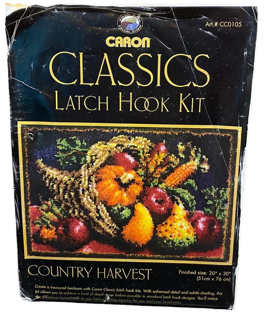 Kit de alfombras gancho de pestillo Caron cosecha clásica de campo nuevo en caja 20 x 30"" cornucopia otoño
