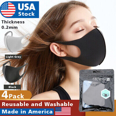 4pack US Face Mask Black Washable polyurethane Reusable Breathable Unisex Masks