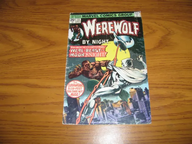 Marvel - WEREWOLF BY NIGHT #33 Comic - 2nd App MOON KNIGHT!!  Affordable VG