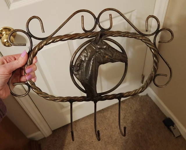 HORSE 3 HOOK Towel Coat Key Hanger, western cowboy tack rack