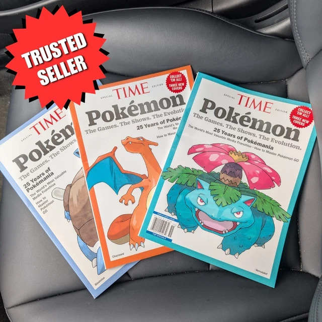 TIME MAGAZINE POKEMON 2025 Blastoise Venusaur Charizard Complete Set 3 ...