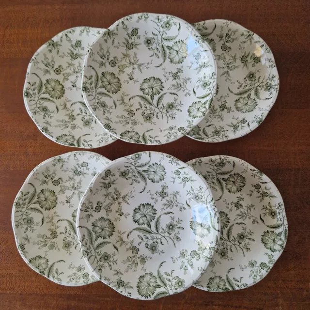 6x Assiettes creuses ancienne céramique Gien Enoch Wedgwood Wild-flower vintage