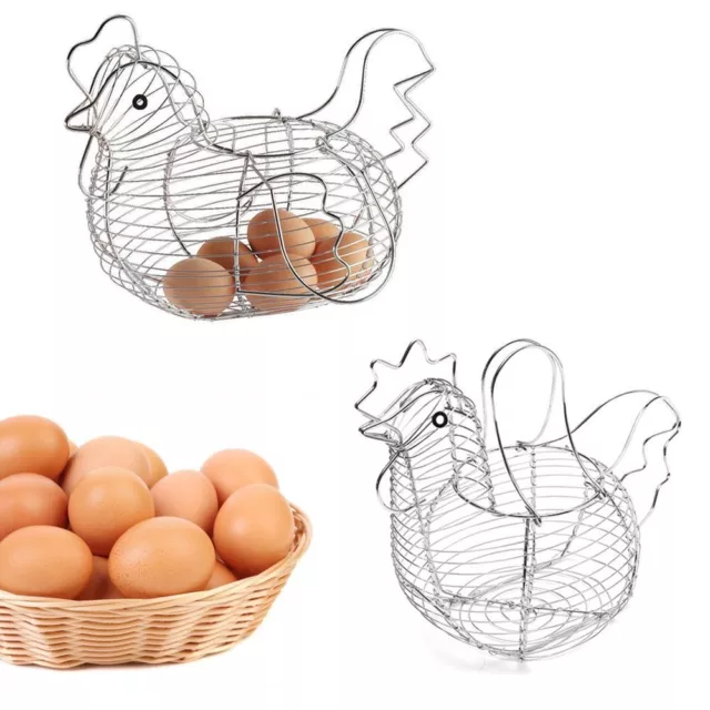 Chicken Egg Holder Wire Hen Shaped Kitchen Eggs Storage Basket Display Rack