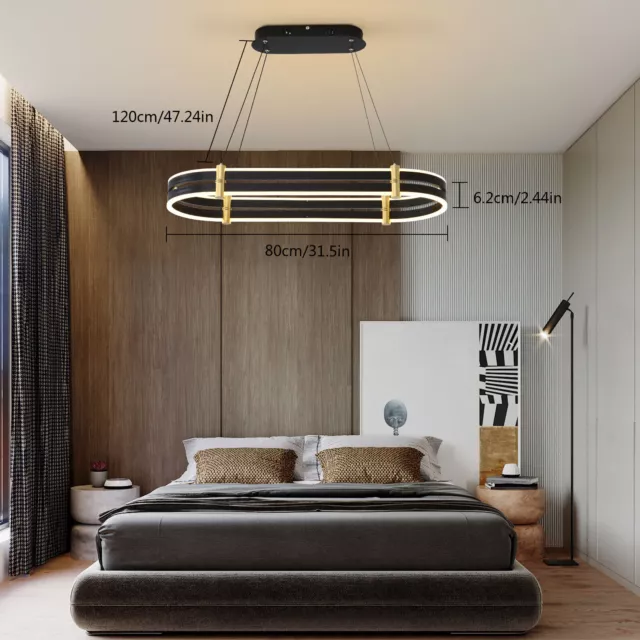 Modern 1-Ring Round LED Chandelier Hanging Light Pendant Lamp Fixture Adjustable