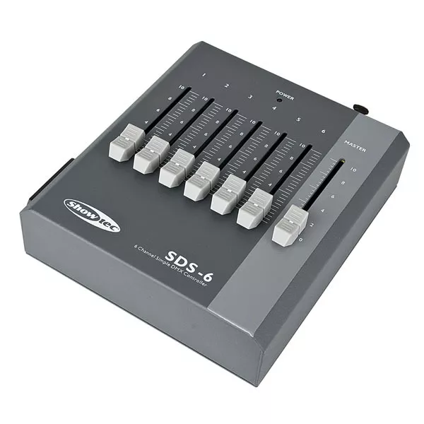 Showtec SDS-6 DMX Controller Fader desk 6 Channel 6ch Battery & PSU powered.