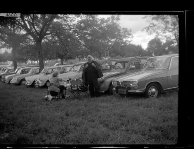 Portrait Family + Cars Antique Parking - Negative Photo Old