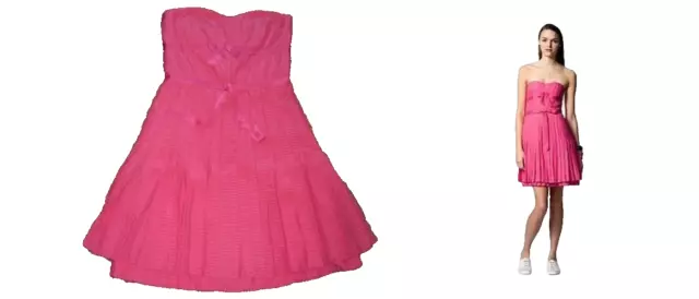 MARC BY MARC JACOBS Pink  Bow Strapless Pleated Dress~ Sz 2 (fit 0-XS?)~100%Silk