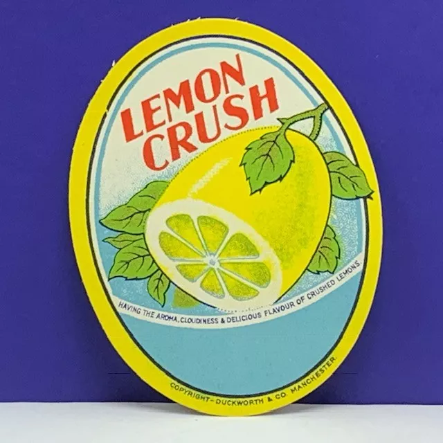 Vintage label soda pop ephemera advertising manchester duckworth lemon crush mcm