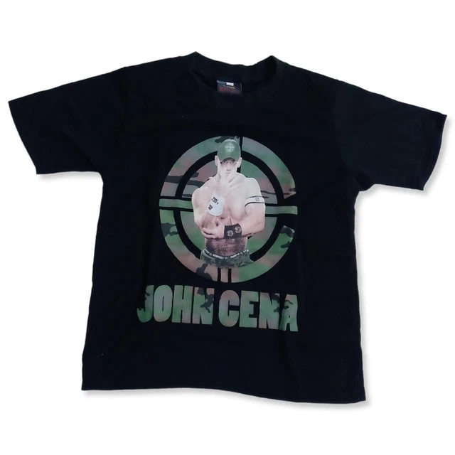 Vintage John Cena T shirt Boys 4 black camo camouflage wrestling WWF 90s Y2K