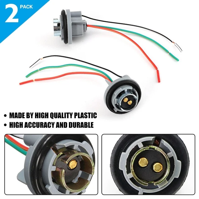 4x Universal Pigtail Wire Female Socket 1157 Two U Harness Stop Brake Replace