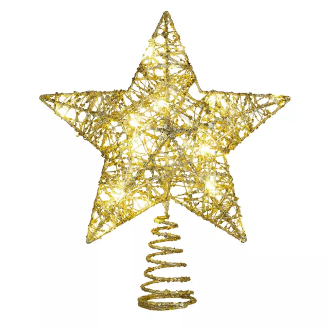 Weihnachtsbaumtopper LED-Stern glitzernd Metall Gold 25x30cm