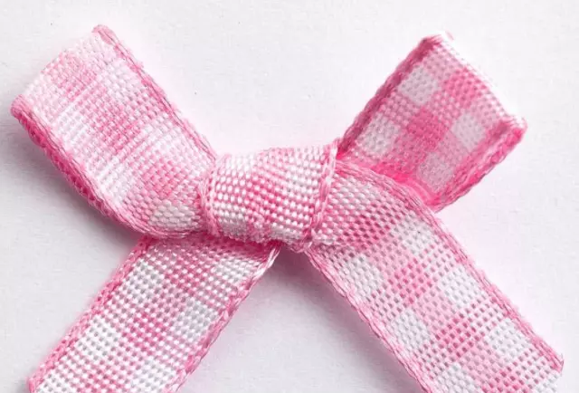 3cm Mini Gingham Bows 20 x Pale Pink Pre-Tied Ribbon Embellishment Wedding Craft