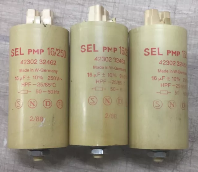 3x SEL PMP 16uF +/-10% Capacitor Motor Run Lighting 250VAC 50/60HZ 240v -25/85oC