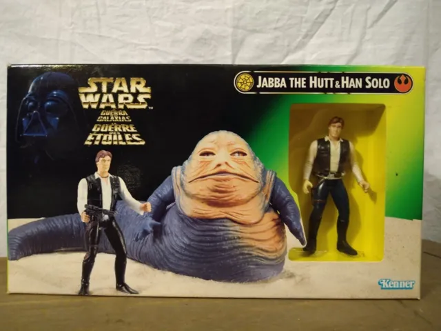 SEALED Star Wars Jabba The Hutt & Han Solo Figures Power of The Force 1997 POTF