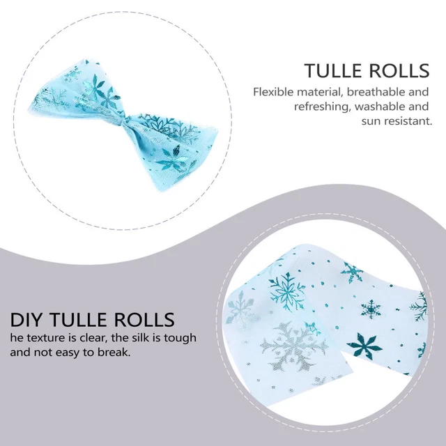 3 Sets Tüll Spool Weihnachten Tüll Schneeflocke Tüll Stoff Tüll Band Rollen 8