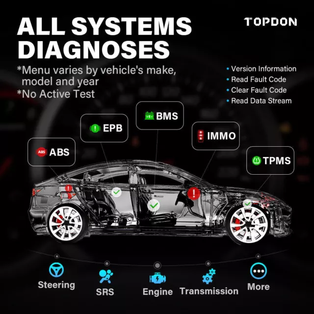 TOPDON AD800 BT Scanner Professionnel de Voiture d'outil de Diagnostic OBD2 TPMS 3