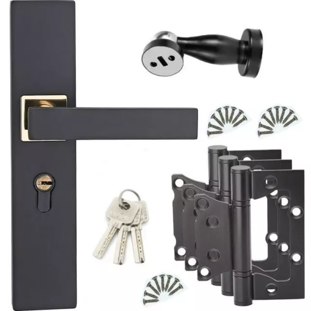 Set chiavi serratura maniglia porta set camera da letto cuscinetto silenzioso nero grande manopola universale
