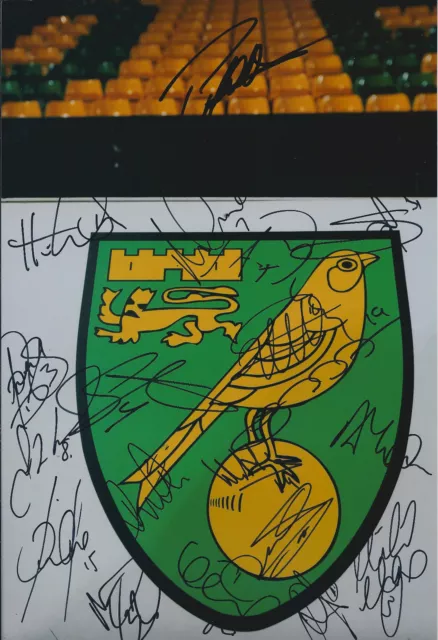 Norwich City Squad SIGNED Autograph 12x8 COA Photo AFTAL inc Hoolahan