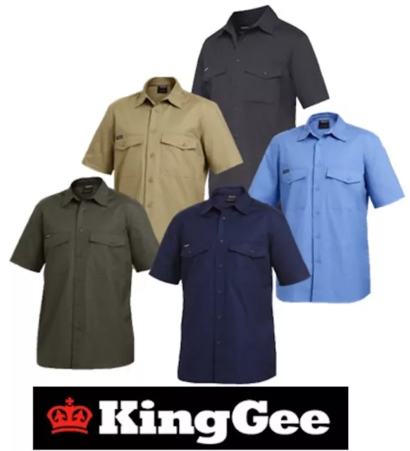 King Gee - Mens "Workcool 2" Cotton "Ripstop" Short Sleeve Work Shirt - K14825