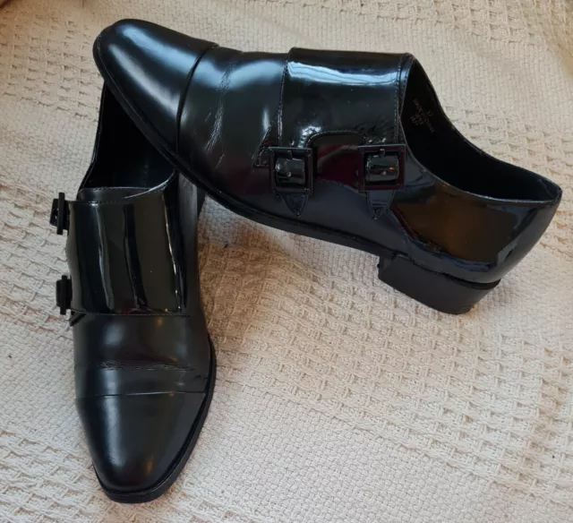 Ladies Kurt Geiger Black Leather Buckle Brogues Size  4/37