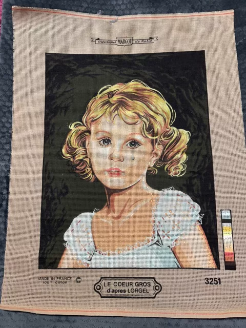 Margot Creations De Paris Crying Girl Tapestry Canvas To Complete Made In France