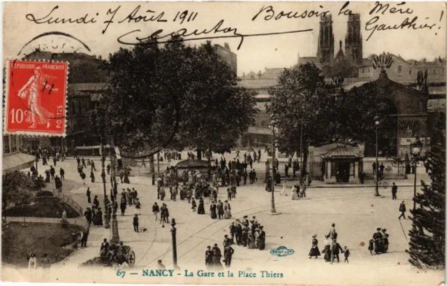 CPA AK NANCY - La Gare at la Place Thiers (484012)