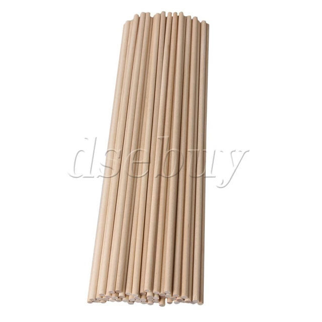 50pcs 3mm Dia Wooden Round Lolly Craft Sticks 305mm for Food & Woodworking